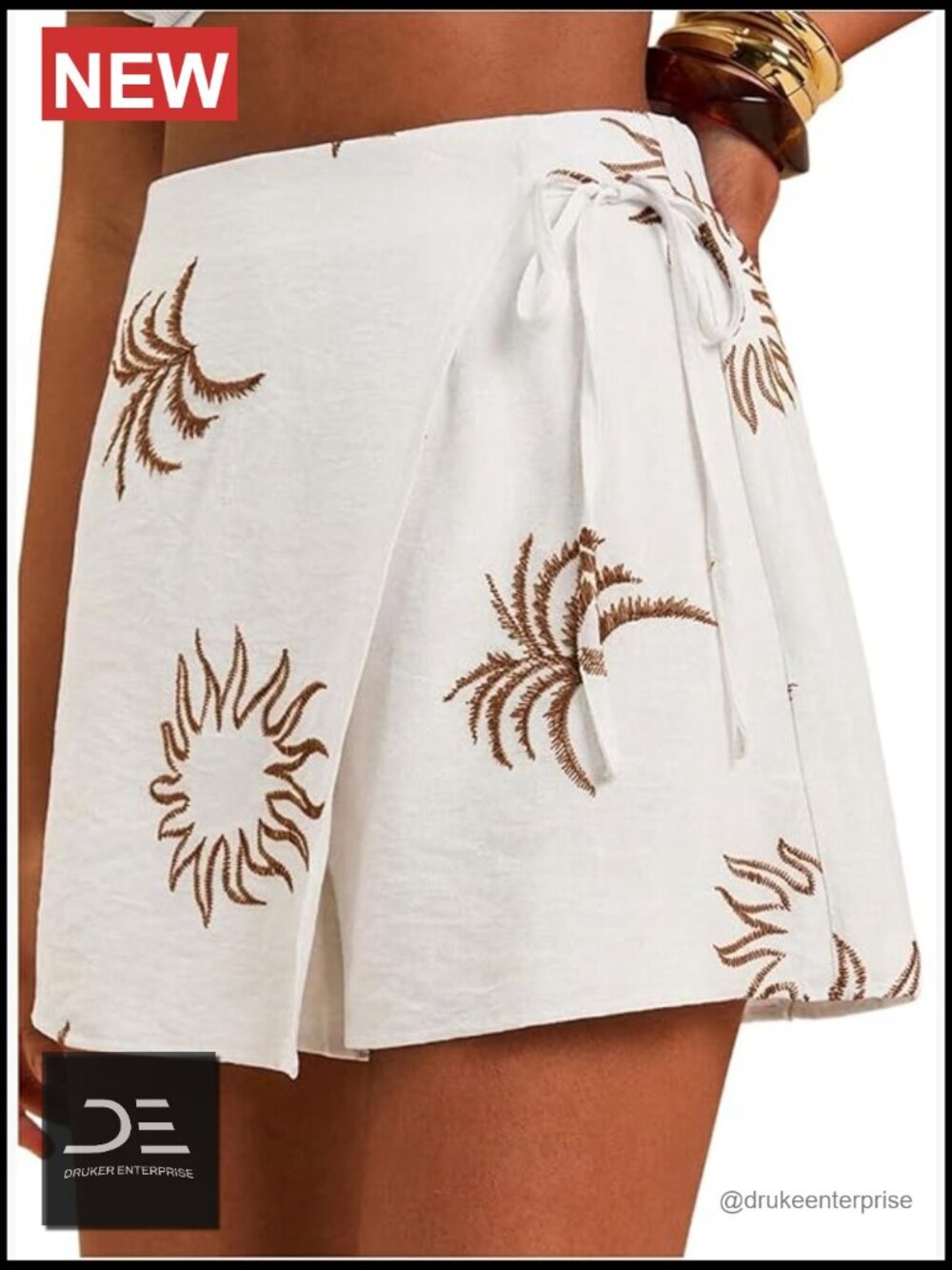 Boho Mini Skort Floral Wrap Tie Side Elastic Waist Summer Beach Vacation